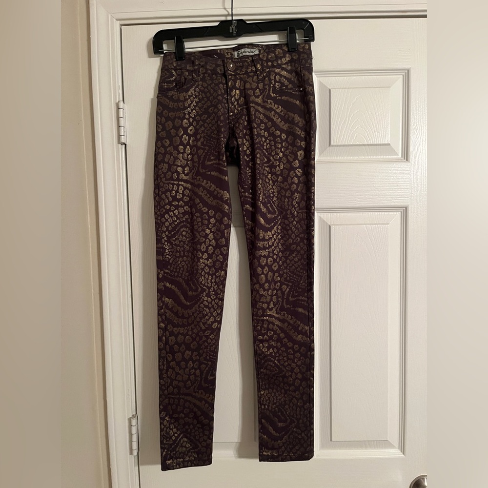 🐠 Emperial Juniors Pants Size 3 Animal Print Brown/Gold. NWT.